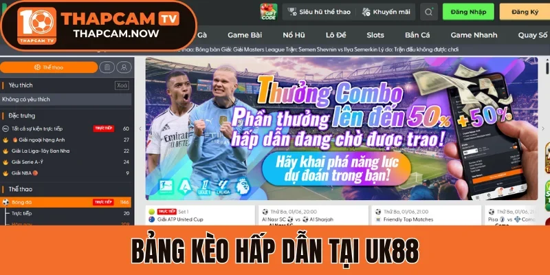 Bảng kèo hấp dẫn tại Uk88