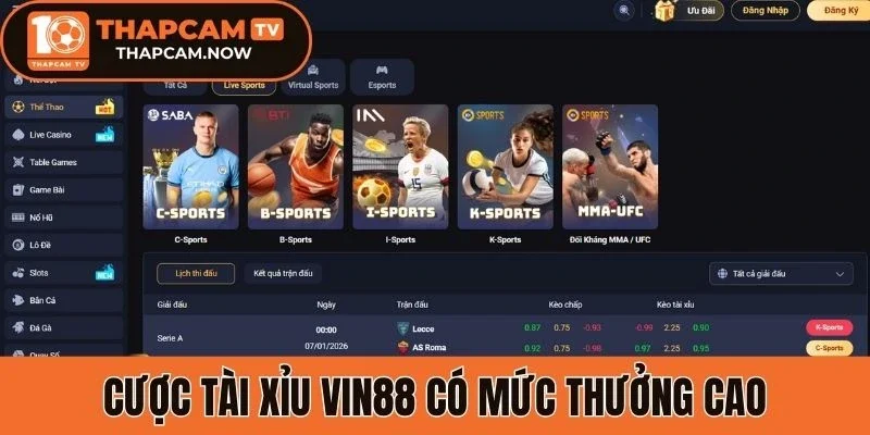 Cược tài xỉu Vin88 có mức thưởng cao