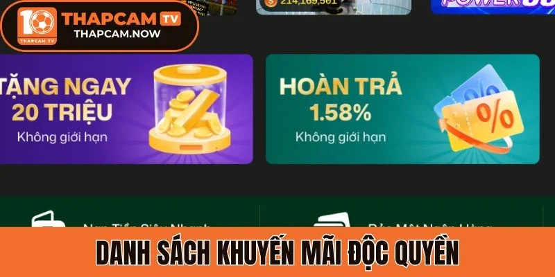 Danh sách khuyến mãi độc quyền