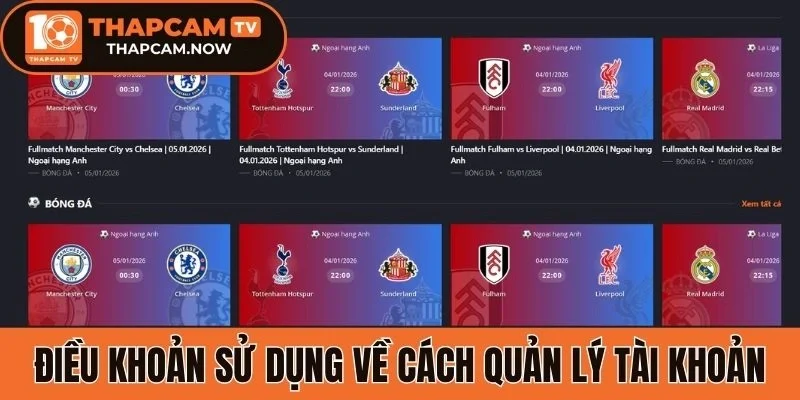 Điều khoản sử dụng về cách quản lý tài khoản