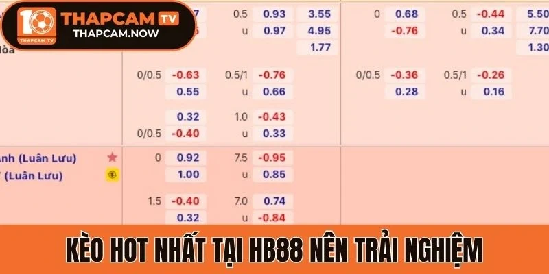Kèo hot nhất tại Hb88 nên trải nghiệm