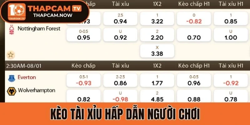 Kèo tài xỉu hấp dẫn người chơi