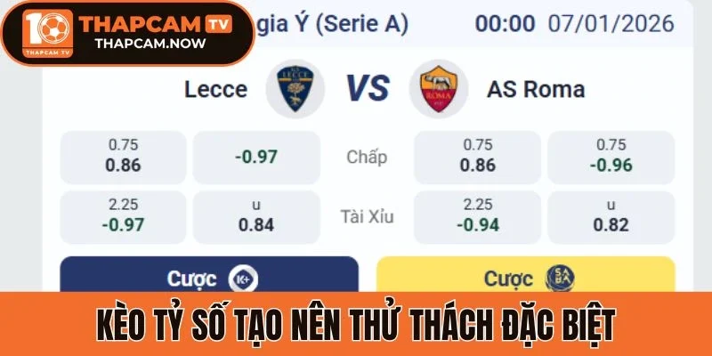 Kèo tỷ số tạo nên thử thách đặc biệt