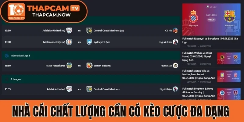 Nhà cái chất lượng cần có hệ thống kèo cược đa dạng 