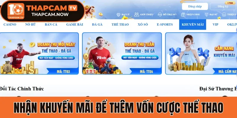 Nhận khuyến mãi để thêm vốn cược thể thao
