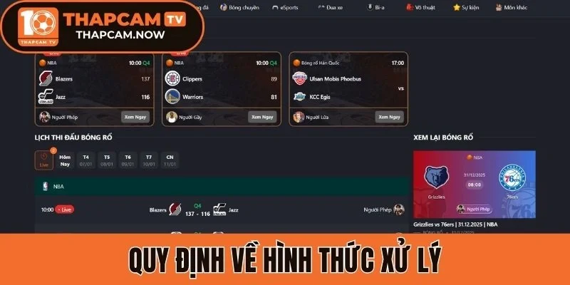 Quy định về hình thức xử lý