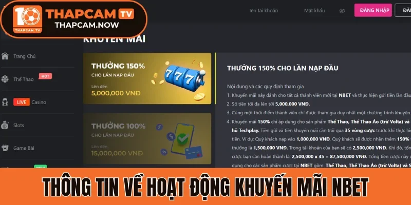 Thông tin về hoạt động khuyến mãi Nbet