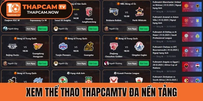 Xem thể thao Thapcamtv đa nền tảng