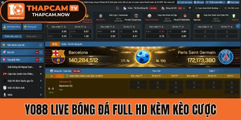 Yo88 live bóng đá full HD kèm kèo cược chất lượng
