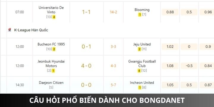 FAQs- Những câu hỏi và lời giải đáp chuẩn xác về bongdanet