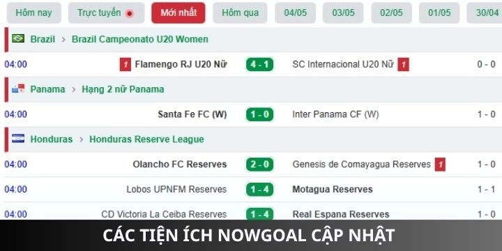 Các dịch vụ đặc biệt góp mặt trên Nowgoal