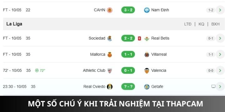 Lưu ý đối với người chơi khi trải nghiệm dịch vụ ở thapcam